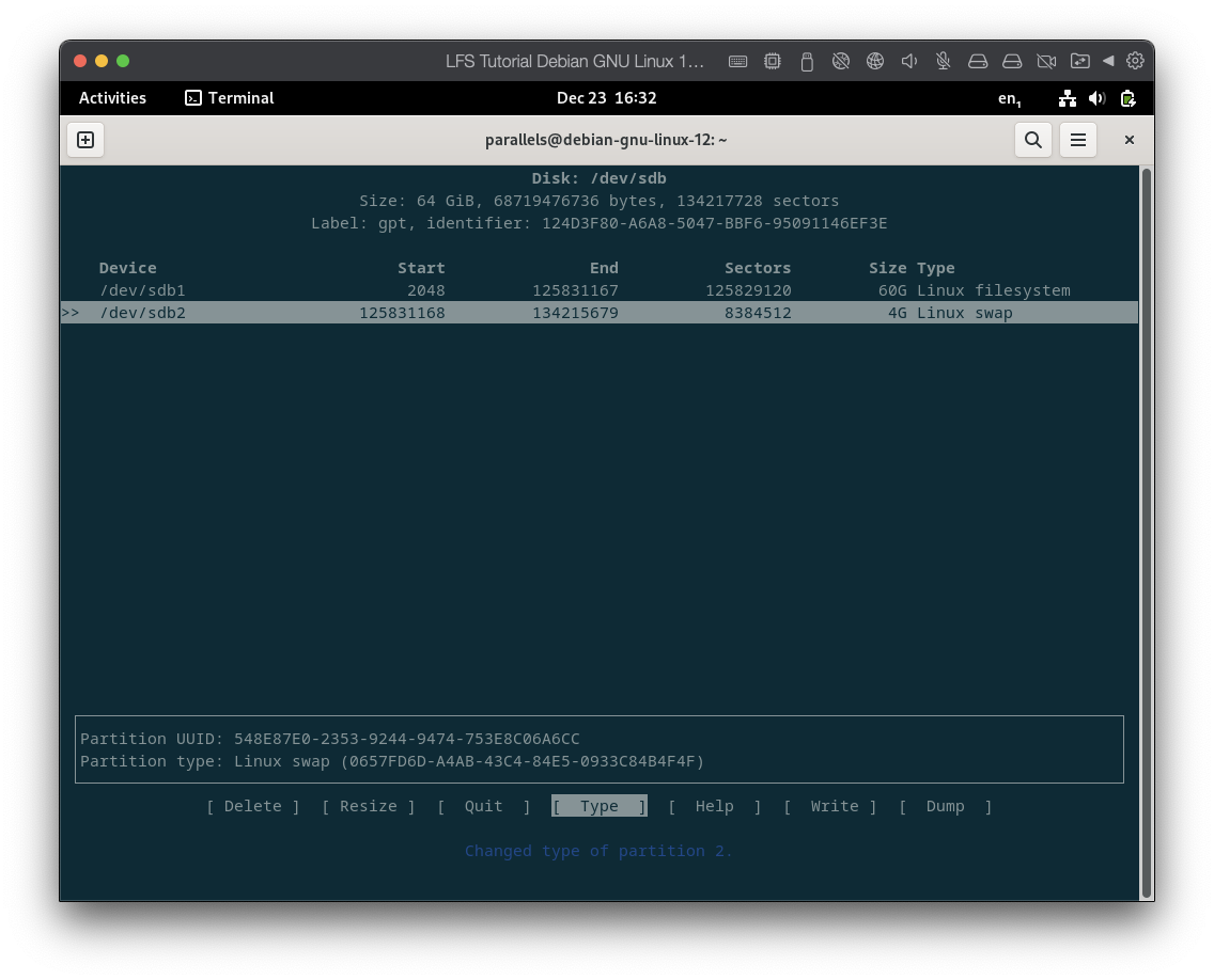 Expected cfdisk result