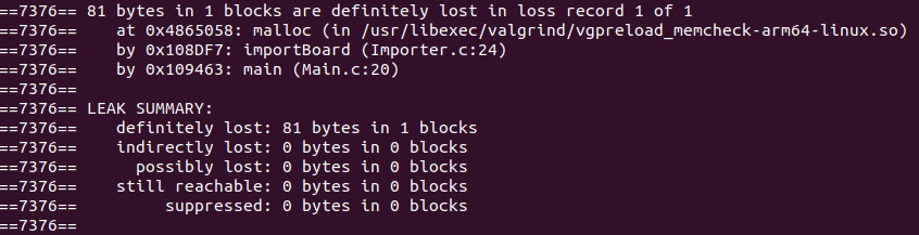 Valgrind result